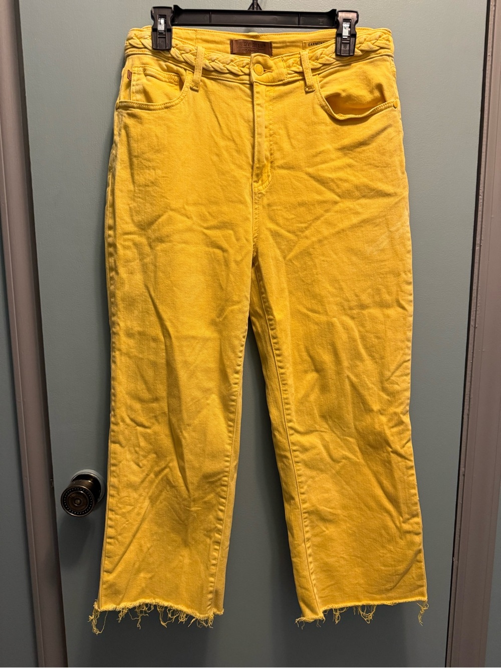 Yellow High-Waist Cropped Judy Blue Jeans